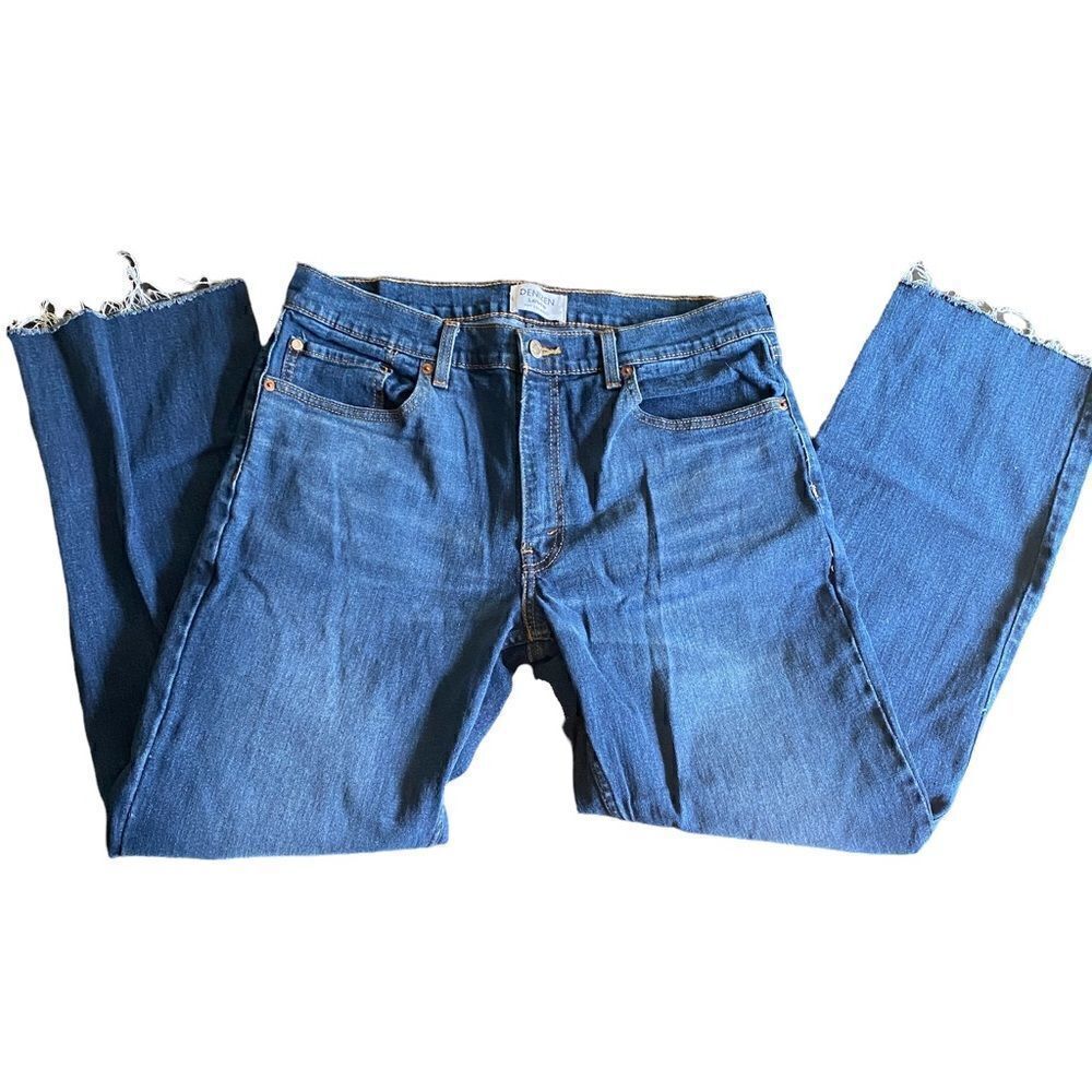 Levi’s Denizen cut off raw hem mens jeans W34 Length cut to 29”